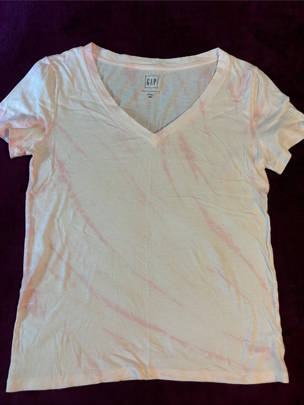 GAP Pale Pink V-Neck Tie-Dye Tee